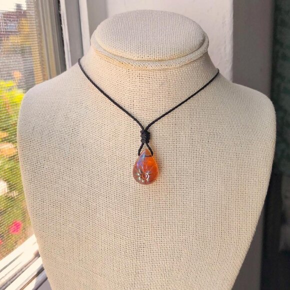 Granola Iridescent Flower Sun Y2k Hippie Teardrop Pendant Necklace/Choker - Picture 5 of 6